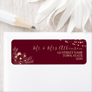 Burgundy Wedding Return-adres Etiket