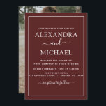 Burgundy Wedding Romantic Fotouitnodiging Kaart<br><div class="desc">Burgundy Romantic Wedding Spring of Summer Photo on Back Wedding Invitations - bevat prachtige en elegante scripttypografie met een moderne,  eenvoudige en klassieke kleur voor de speciale dag van de bruiloft.</div>