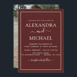 Burgundy Wedding Romantic Fotouitnodiging Kaart<br><div class="desc">Burgundy Romantic Wedding Spring of Summer Photo on Back Wedding Invitations - bevat prachtige en elegante scripttypografie met een moderne,  eenvoudige en klassieke kleur voor de speciale dag van de bruiloft.</div>