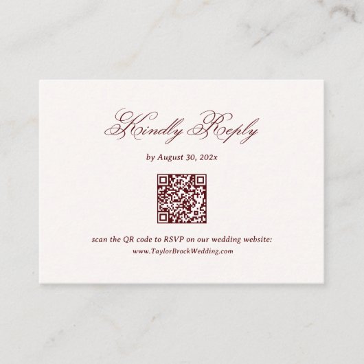 Burgundy Wedding RSVP  Informatiekaartje (Voorkant)
