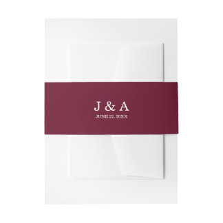 Burgundy Wedding Rustic Specialized Red Solid Uitnodigingen Wikkel