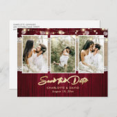 Burgundy Wedding Save the Date Photo Briefkaarten (Voorkant / Achterkant)