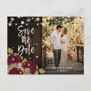 Burgundy Wedding Save the Date Photo Briefkaarten