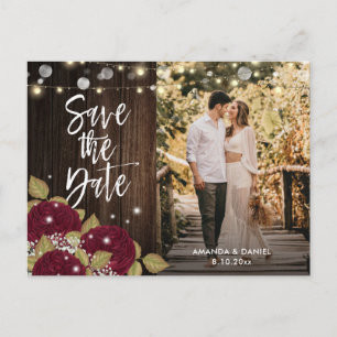 Burgundy Wedding Save the Date Photo Briefkaarten
