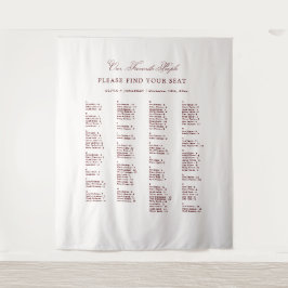 Burgundy Wedding Seating Chart Alphabetical Fabric Wandkleed
