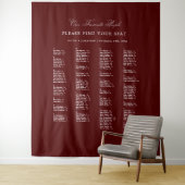 Burgundy Wedding Seating Chart Alphabetical Fabric Wandkleed (In situ)