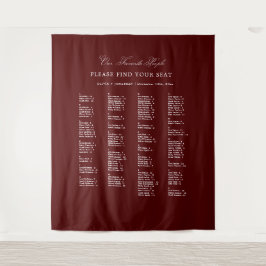 Burgundy Wedding Seating Chart Alphabetical Fabric Wandkleed