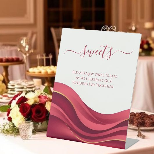 Burgundy Wedding Sweets Reclamebord Met Voetstuk