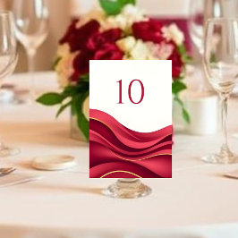 Burgundy Wedding Table Number Kaart