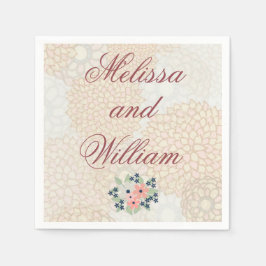 Burgundy Wedding Text Light Floral Servetten