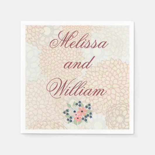 Burgundy Wedding Text Light Floral Servetten (Voorkant)