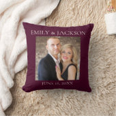 Burgundy Wedding Verloving Fotodatum Kussen (Deken)