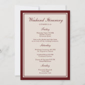 Burgundy Wedding Weekend Itinerary Card Kaart (Voorkant)