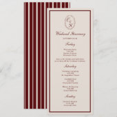 Burgundy Wedding Weekend Long Itinerary Card Kaart (Voorkant / Achterkant)
