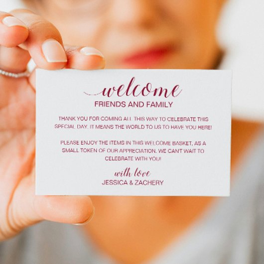 Burgundy Wedding Welcome Gift Bag Basket Plaatskaartje