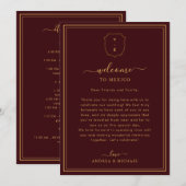 Burgundy Wedding Welcome Letter & Itinerary Card Kaart (Voorkant / Achterkant)