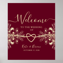 Burgundy Wedding Welcome Poster