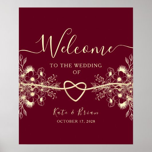 Burgundy Wedding Welcome Poster (Voorkant)