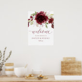 Burgundy Wedding Welcome Sign Wine Waterverf Poster (Keuken)