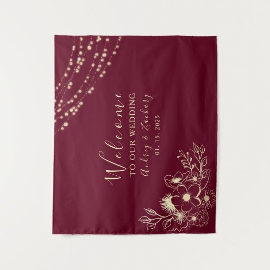 Burgundy Wedding Welcome Wandkleed (Voorkant)