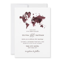 Burgundy-Wereldkaart | Elegant Travel Theme Wedden