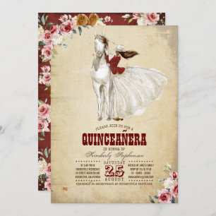 Burgundy Western Quinceañera - 15e verjaardag Kaart