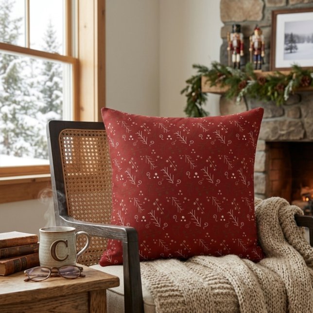 Burgundy Whimsy Doodle Worpillow Kussen (Creator heeft geüpload)