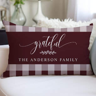 Burgundy White Buffalo check Grateful Personalized Kussen
