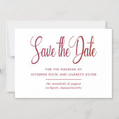 Burgundy & White Calligraphy Wedding Save the Date Magnetische Uitnodiging (Voorkant)