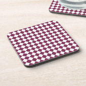 Burgundy White Checker Diamond Pattern Bier Onderzetter (Linkerzijde)