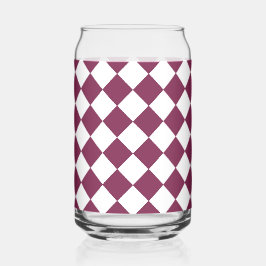 Burgundy White Checker Diamond Pattern Blikvorm Glas