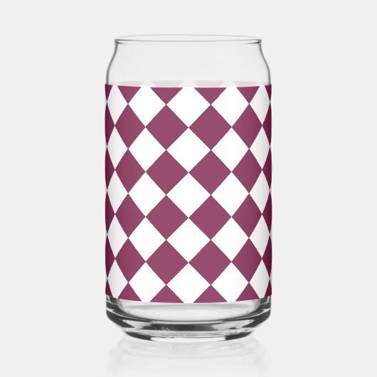 Burgundy White Checker Diamond Pattern Blikvorm Glas (Voorkant)