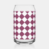 Burgundy White Checker Diamond Pattern Blikvorm Glas (Rechts)