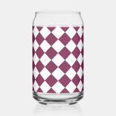 Burgundy White Checker Diamond Pattern Blikvorm Glas (Links)
