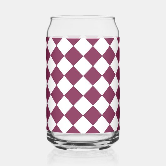 Burgundy White Checker Diamond Pattern Blikvorm Glas (Links)