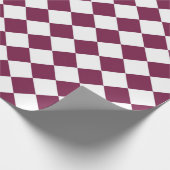 Burgundy White Checker Diamond Pattern Cadeaupapier (Hoek)