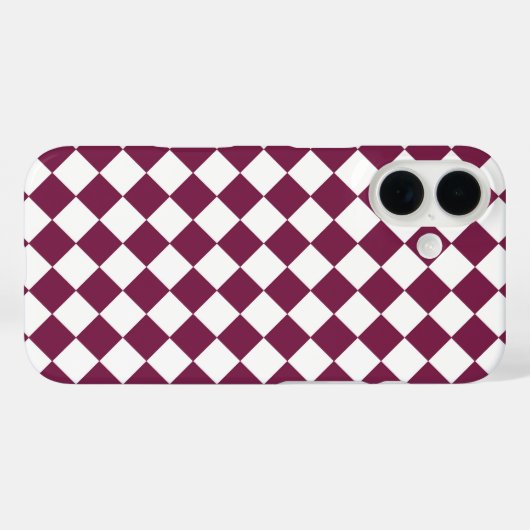 Burgundy White Checker Diamond Pattern Case-Mate iPhone Case (Achterkant (horizontaal))