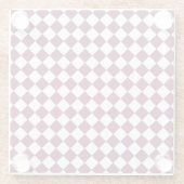 Burgundy White Checker Diamond Pattern Glazen Onderzetter (Achterkant)