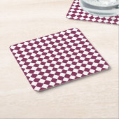 Burgundy White Checker Diamond Pattern Kartonnen Onderzetters (Schuin)