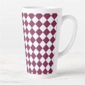 Burgundy White Checker Diamond Pattern Latte Mok (Rechts)