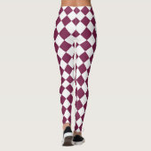 Burgundy White Checker Diamond Pattern Leggings (Achterkant)