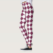 Burgundy White Checker Diamond Pattern Leggings (Links)