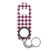 Burgundy White Checker Diamond Pattern Mini Flessenopener (Achterkant)
