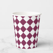 Burgundy White Checker Diamond Pattern Papieren Bekers (Achterkant)