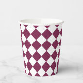 Burgundy White Checker Diamond Pattern Papieren Bekers (Links)
