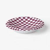 Burgundy White Checker Diamond Pattern Papieren Kommen (Gebogen)