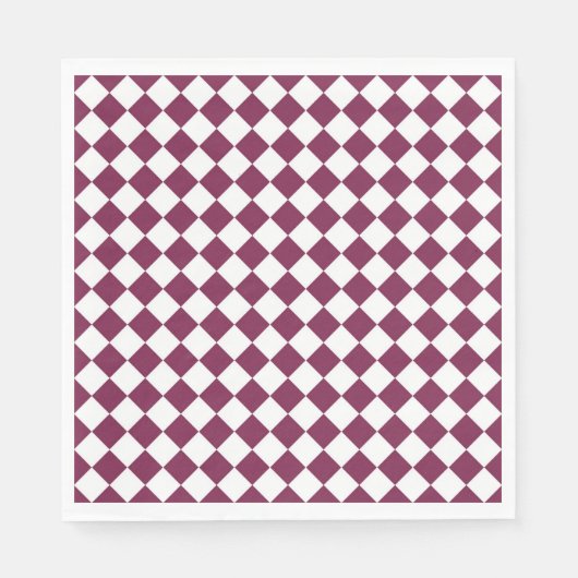 Burgundy White Checker Diamond Pattern Servet (Voorkant)