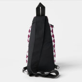 Burgundy White Checker Diamond Pattern Sling Bag (Achterkant)