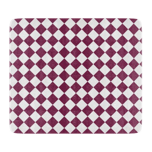 Burgundy White Checker Diamond Pattern Snijplank (Voorkant)