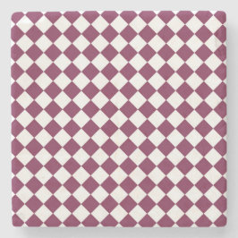 Burgundy White Checker Diamond Pattern Stenen Onderzetter